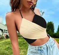 Women's Vest Tank Tops Backless Casual Color Block Solid Color main image 4