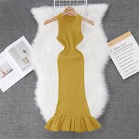 Women's Sheath Dress Casual Round Neck Sleeveless Solid Color Maxi Long Dress Daily main image 2