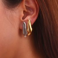 1 Pair Basic Simple Style Classic Style Geometric Solid Color Plating 316L Stainless Steel  18K Gold Plated Ear Studs main image 5