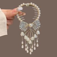 Women's Elegant Lady Streetwear Tassel Flower Butterfly Alloy Plating Inlay Artificial Pearls Hair Claws main image 4