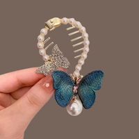 Women's Elegant Lady Streetwear Tassel Flower Butterfly Alloy Plating Inlay Artificial Pearls Hair Claws sku image 11