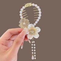 Women's Elegant Lady Streetwear Tassel Flower Butterfly Alloy Plating Inlay Artificial Pearls Hair Claws sku image 10