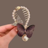 Women's Elegant Lady Streetwear Tassel Flower Butterfly Alloy Plating Inlay Artificial Pearls Hair Claws sku image 12