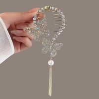 Women's Elegant Lady Streetwear Tassel Flower Butterfly Alloy Plating Inlay Artificial Pearls Hair Claws sku image 25