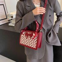 Women's Medium Pu Leather Plush Houndstooth Bow Knot Vintage Style Classic Style Sewing Thread Zipper Crossbody Bag main image 8