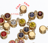Stainless Steel 6mm Gold Birthstone Lucky Birthday Stone Pendant Cross-Border Hot Selling Water Cup Diamond Diy Ornament Accessories main image 2