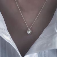 Titanium Steel Copper Sweet Plating Inlay Heart Shape Artificial Diamond Pendant Necklace sku image 2