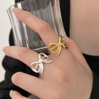 Sterling Silver 18K Gold Plated Sweet Plating Bow Knot Open Rings main image 1