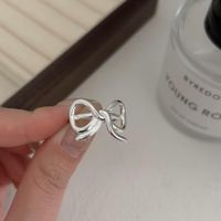 Sterling Silver 18K Gold Plated Sweet Plating Bow Knot Open Rings sku image 1