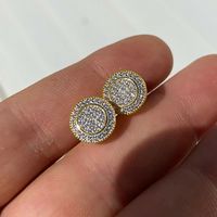 1 Pair Simple Style Shiny Round Inlay Copper Zircon Ear Studs main image 3