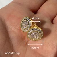 1 Pair Simple Style Shiny Round Inlay Copper Zircon Ear Studs main image 2