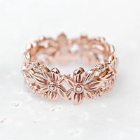 Copper Casual Sweet Plating Flower Rings main image 5
