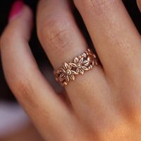 Copper Casual Sweet Plating Flower Rings main image 6
