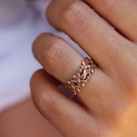 Copper Casual Sweet Plating Flower Rings main image 3
