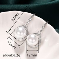 Copper Elegant Simple Style Inlay Geometric Artificial Pearls Zircon Earrings Necklace main image 3