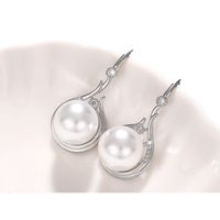 Le Cuivre Élégant Style Simple Incruster Géométrique Perles Artificielles Zircon Des Boucles D'Oreilles Collier main image 5