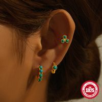 3 Pieces Set Simple Style Geometric Plating Inlay Sterling Silver Turquoise Zircon Earrings main image 5