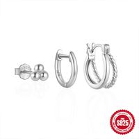 3 Pieces Set Simple Style Commute Geometric Plating Inlay Sterling Silver Zircon Earrings sku image 6