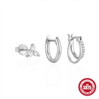 3 Pieces Set Simple Style Commute Geometric Plating Inlay Sterling Silver Zircon Earrings sku image 2