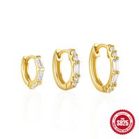 3 Pieces Set Simple Style Commute Geometric Plating Inlay Sterling Silver Zircon Earrings sku image 8