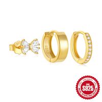 3 Pieces Set Simple Style Commute Geometric Plating Inlay Sterling Silver Zircon Earrings sku image 12