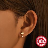 1 Piece Ear Cartilage Rings & Studs IG Style Sweet Geometric Bow Knot Sterling Silver Plating Inlay Zircon Ear Cartilage Rings & Studs main image 5