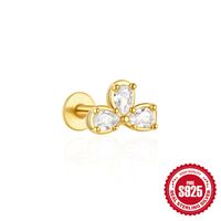 1 Piece Ear Cartilage Rings & Studs Casual Simple Style Geometric Bow Knot Sterling Silver Plating Inlay Zircon Ear Cartilage Rings & Studs sku image 9