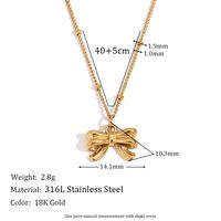 304 Stainless Steel 18K Gold Plated Sweet Simple Style Classic Style Plating Bow Knot Earrings Necklace main image 2
