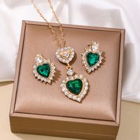 Simple Style Classic Style Heart Shape Alloy Inlay Resin Rhinestones Women's Jewelry Set main image 1