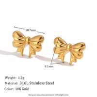 304 Stainless Steel 18K Gold Plated Sweet Simple Style Classic Style Plating Bow Knot Earrings Necklace sku image 2