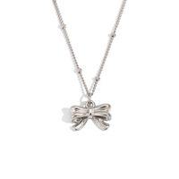 304 Stainless Steel 18K Gold Plated Sweet Simple Style Classic Style Plating Bow Knot Earrings Necklace sku image 3