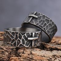 Hip-Hop Streetwear Cross 304 Stainless Steel Carving Men's Rings main image 1