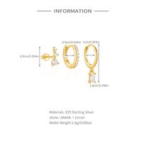 3 Pieces Set IG Style Simple Style Geometric Pearl Plating Inlay Sterling Silver Zircon Earrings main image 2