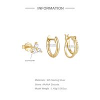 3 Pieces Set Simple Style Commute Geometric Plating Inlay Sterling Silver Zircon Earrings main image 5