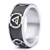 Hip-Hop Streetwear Symbol 304 Stainless Steel Carving Men's Rings sku image 3