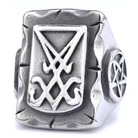 Hip-Hop Streetwear Symbol 304 Stainless Steel Carving Men's Rings sku image 2