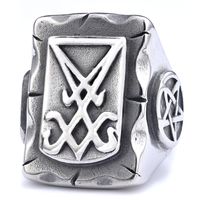 Hip-Hop Streetwear Symbol 304 Stainless Steel Carving Men's Rings sku image 5