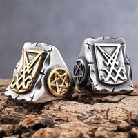 Hip-Hop Streetwear Symbol 304 Stainless Steel Carving Men's Rings main image 1