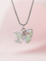 Wholesale Jewelry Fairy Style Lady Classic Style Bow Knot Synthetic Resin Resin Inlay Pendant Necklace sku image 1