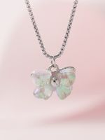 Wholesale Jewelry Fairy Style Lady Classic Style Bow Knot Synthetic Resin Resin Inlay Pendant Necklace main image 1