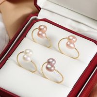 Wholesale Elegant Simple Style Geometric Freshwater Pearl Copper Rings main image 2