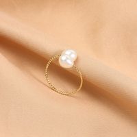 Wholesale Elegant Simple Style Geometric Freshwater Pearl Copper Rings sku image 1