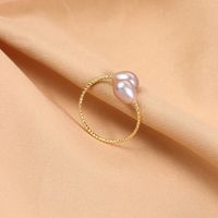 Wholesale Elegant Simple Style Geometric Freshwater Pearl Copper Rings sku image 3