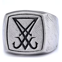 Hip-Hop Streetwear Symbol 304 Stainless Steel Carving Men's Rings sku image 2