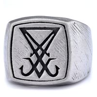 Hip-Hop Streetwear Symbol 304 Stainless Steel Carving Men's Rings sku image 3