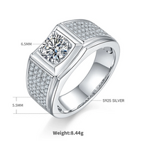 Basic Modern Style Classic Style Geometric Sterling Silver Plating Inlay Lab-grown Diamonds Moissanite Men's Rings main image 2