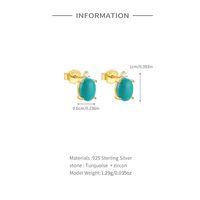 1 Paire Style Simple Rond Ovale Placage Incruster Argent Sterling Turquoise Boucles D'Oreilles main image 3
