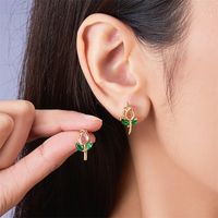 1 Pair Vacation Classic Style Flower Inlay Copper Glass Ear Studs main image 2