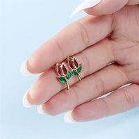 1 Pair Vacation Classic Style Flower Inlay Copper Glass Ear Studs main image 7