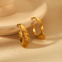 1 Pair IG Style Cool Style Irregular Geometric Polishing Plating 304 Stainless Steel 18K Gold Plated Hoop Earrings main image 6